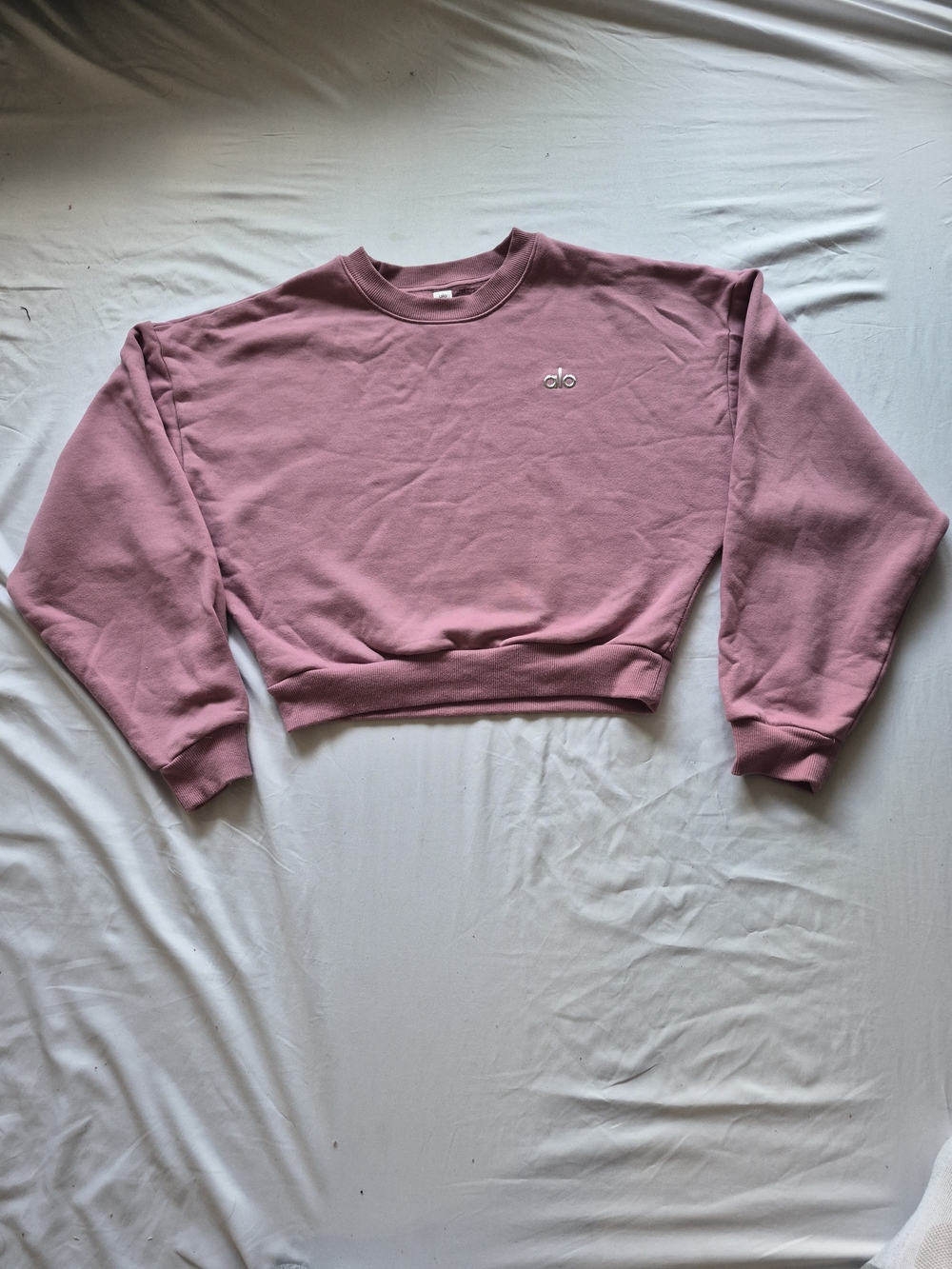 Alo Accolade Crew Neck Pullover Womens Pink Sweatshirt Regular Boxy Yoga Sz L/G